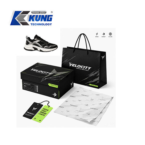 Innovative custom shoe boxes hang tags shopping bags and tissue paper for shoemaking packaging