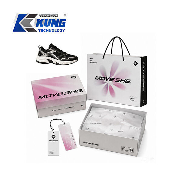 Innovative custom shoe boxes hang tags shopping bags and tissue paper for shoemaking packaging