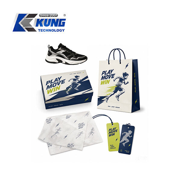 Innovative custom shoe boxes hang tags shopping bags and tissue paper for shoemaking packaging