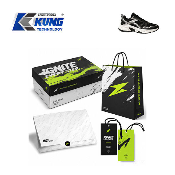 Innovative custom shoe boxes hang tags shopping bags and tissue paper for shoemaking packaging