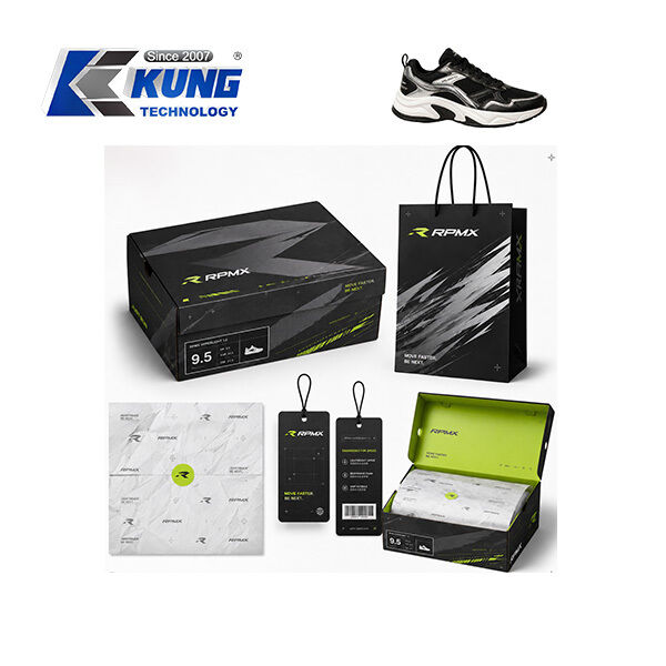 Innovative custom shoe boxes hang tags shopping bags and tissue paper for shoemaking packaging