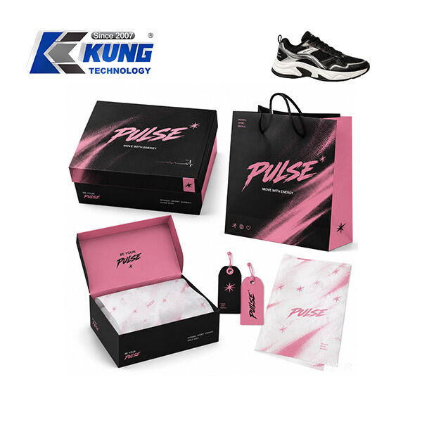 Innovative custom shoe boxes hang tags shopping bags and tissue paper for shoemaking packaging