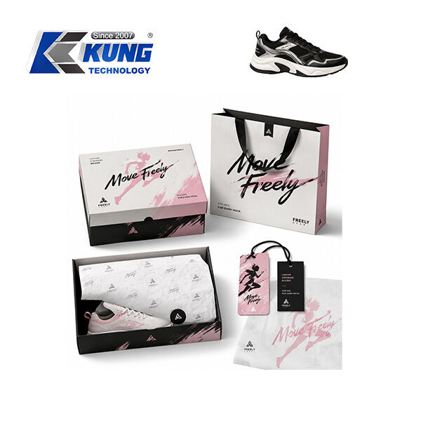 Innovative custom shoe boxes hang tags shopping bags and tissue paper for shoemaking packaging