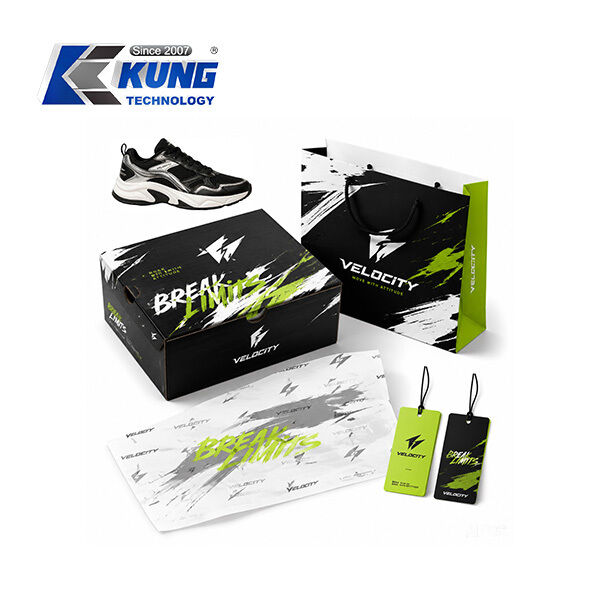 Innovative custom shoe boxes hang tags shopping bags and tissue paper for shoemaking packaging