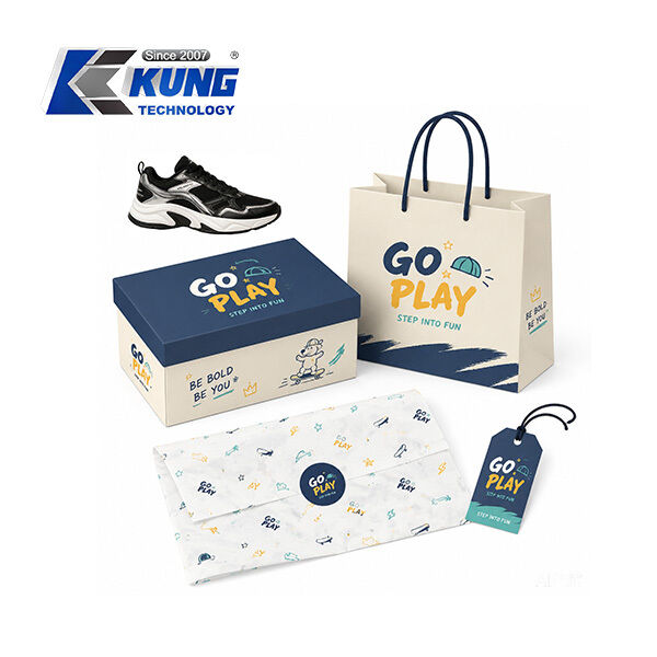Innovative custom shoe boxes hang tags shopping bags and tissue paper for shoemaking packaging