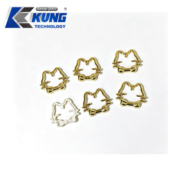 Cat Shape Electroplated Surface Shoe Ornament Buckle with Built-in Positioning Pins